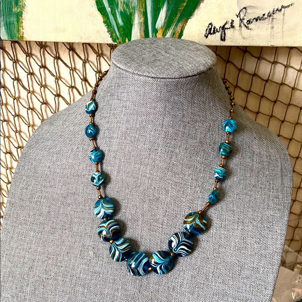 Vintage Parure Phoenician Ocean Glass Bauble Necklace